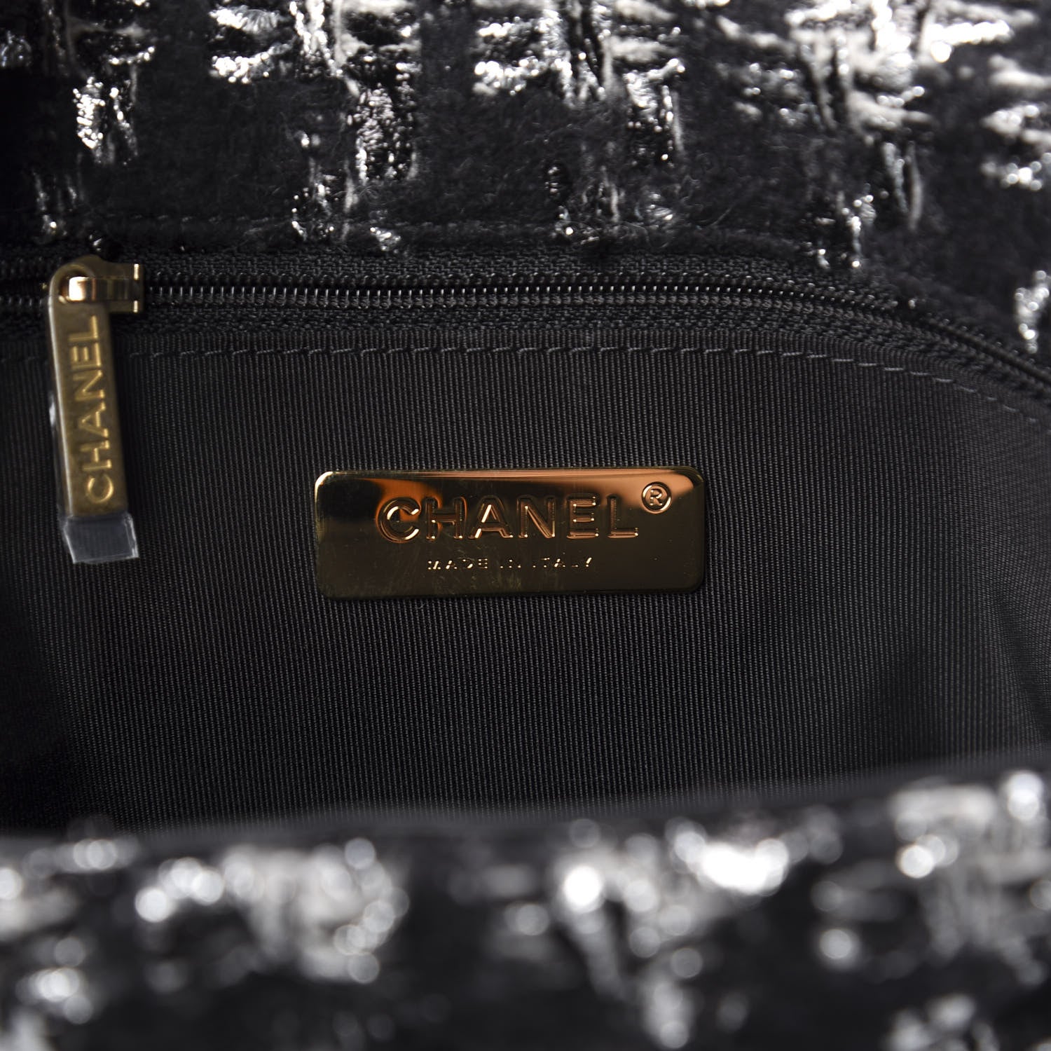 Chanel Tweed Quilted Large 19 Flap Black Ecru White 8 of 10