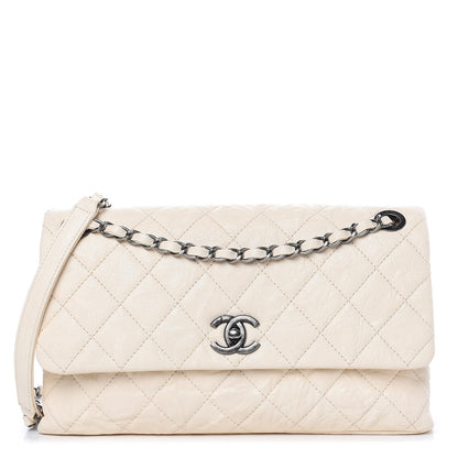 Chanel Goatskin Quilted Double Bag Flap White 1 of 9