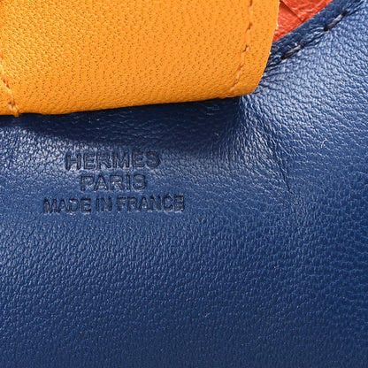 Hermes Milo Lambskin Grigri Rodeo Horse Bag Charm MM Bleu De Malte Cornaline Jaune D'or 3 of 4