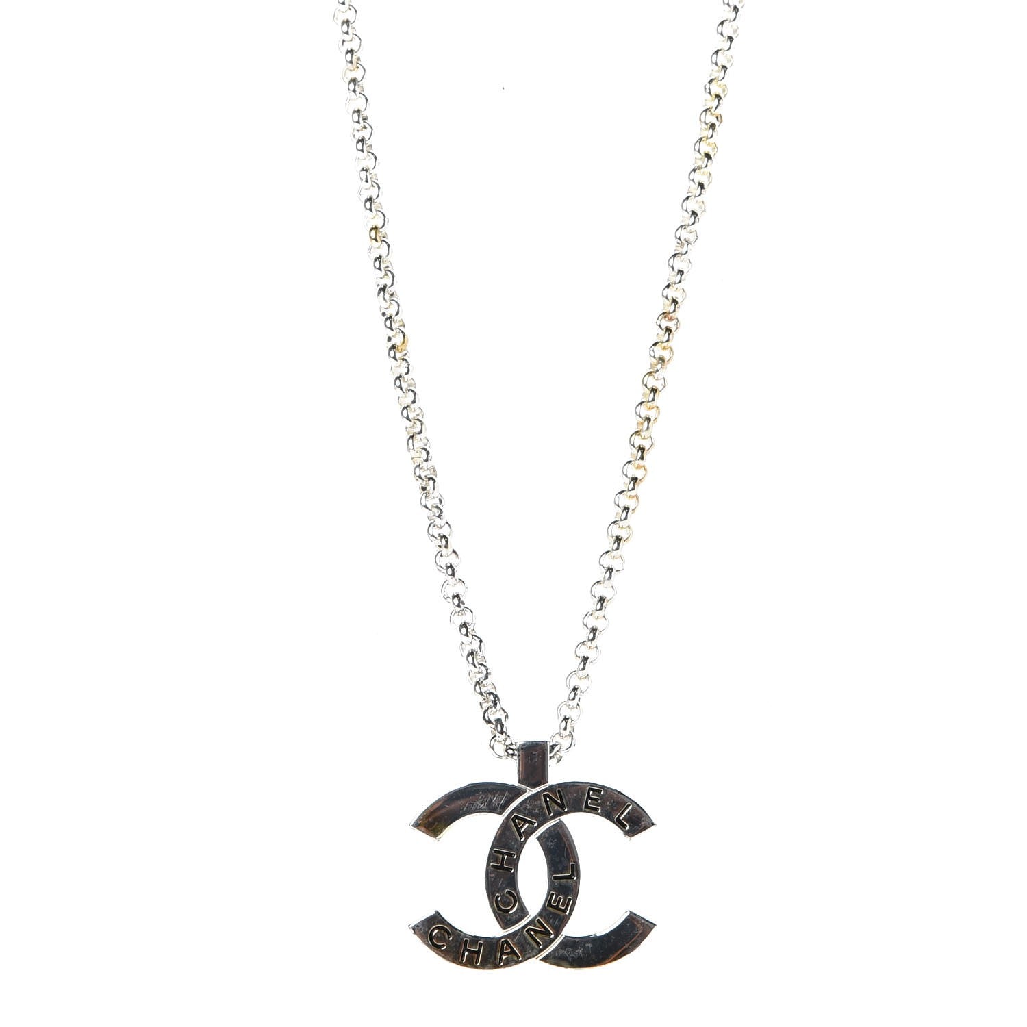 Chanel Large CC Necklace Silver 1 of 5