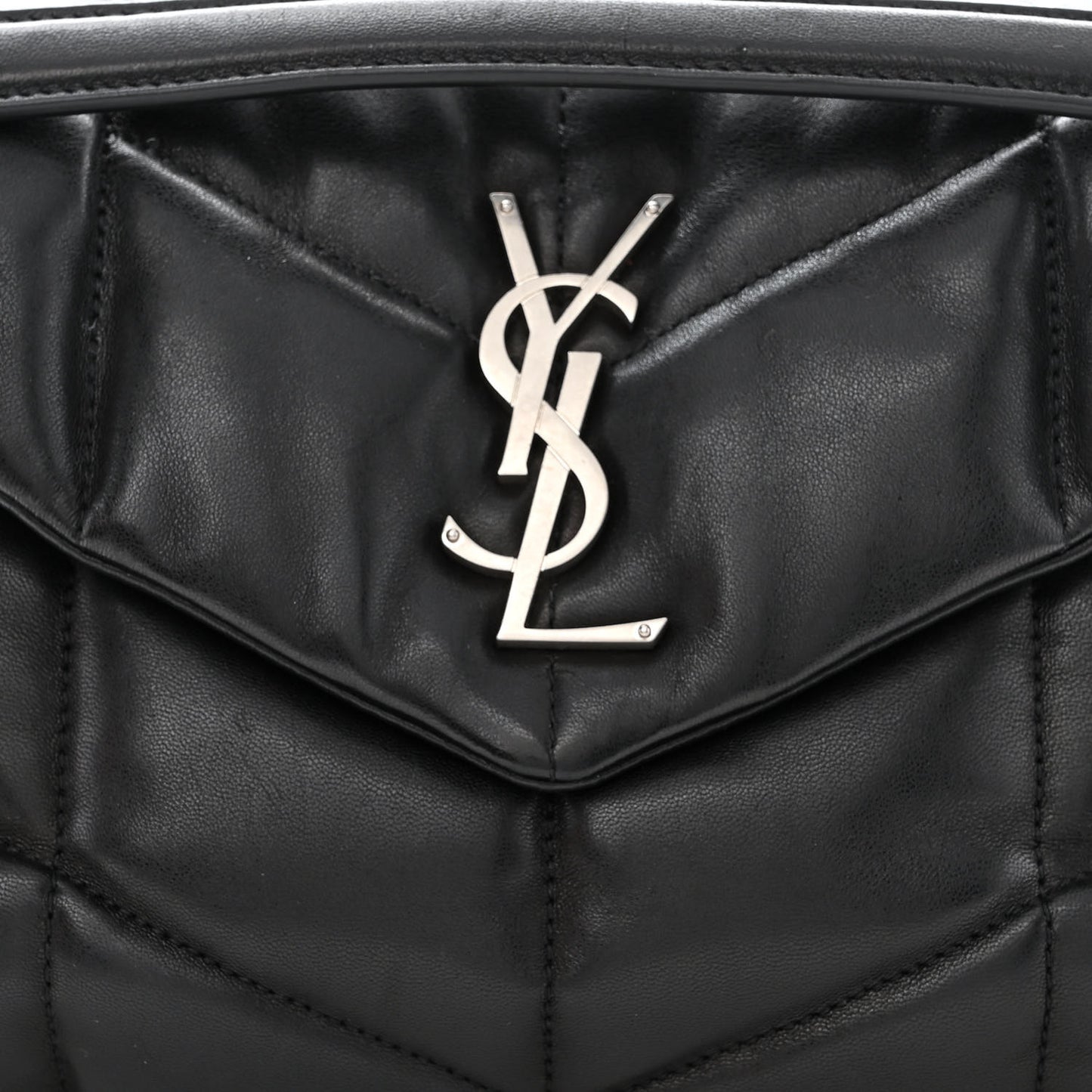 Lambskin Quilted Small Loulou Puffer Monogram Chain Satchel Black