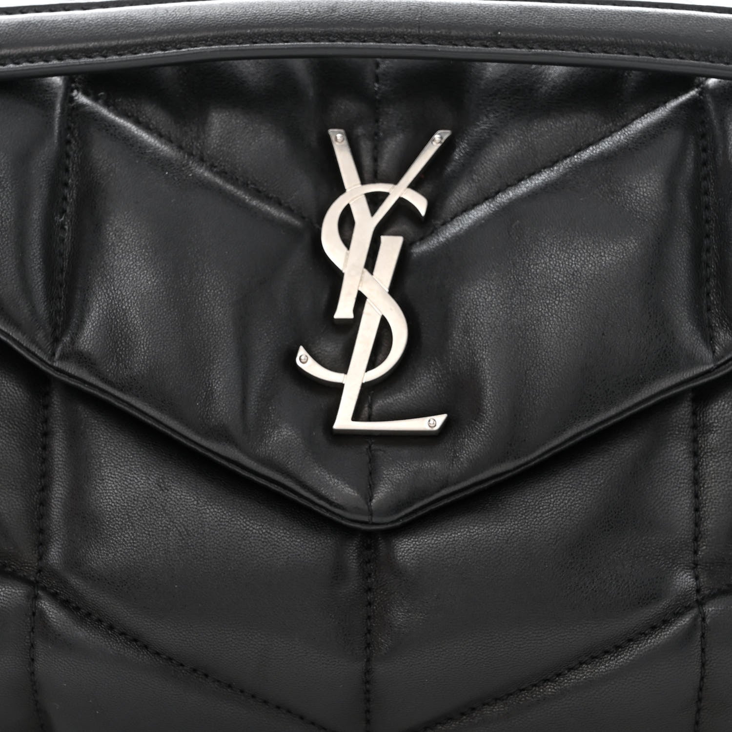 Saint Laurent Lambskin Quilted Small Loulou Puffer Monogram Chain Satchel Black 9 of 11