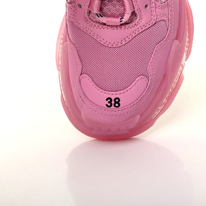 Balenciaga Fabric Mesh Clear Sole Womens Triple S Sneakers 38 Pink 10 of 12