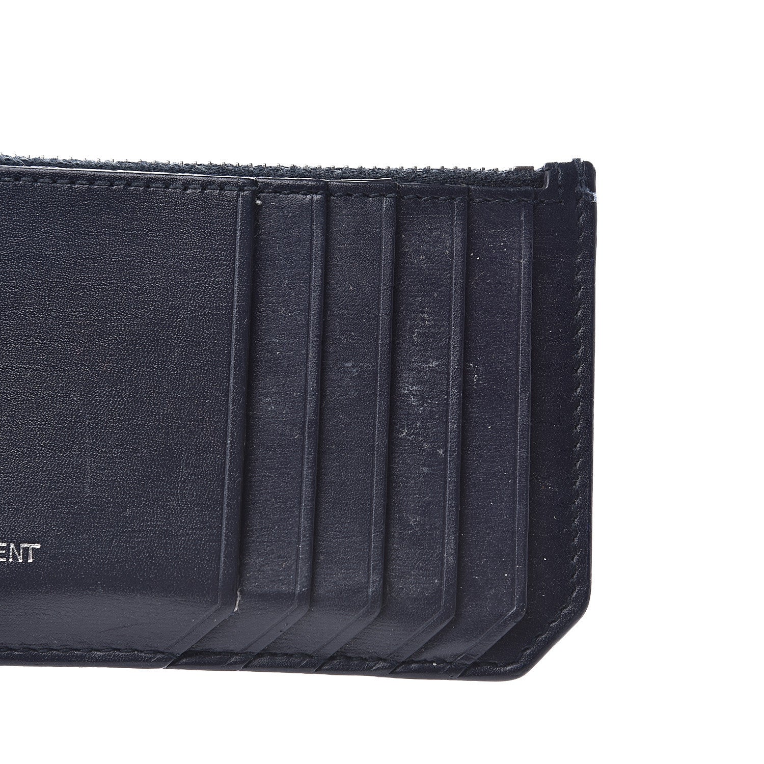 Saint Laurent Calfskin 5 Fragments Zip Pouch Card Holder Deep Marine 10 of 11