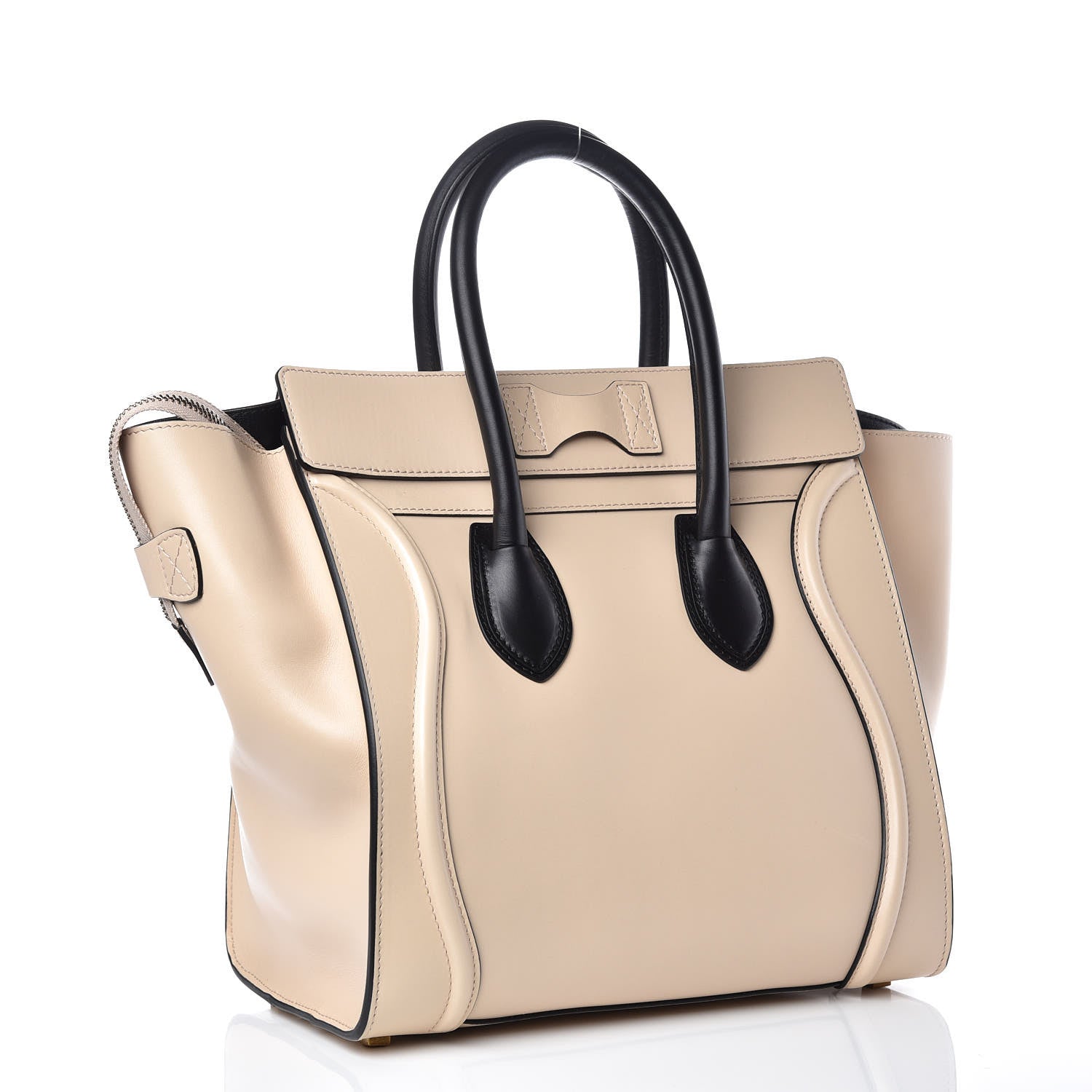 Celine Satin Calfskin Mini Bi-Color Luggage Powder Black 3 of 12
