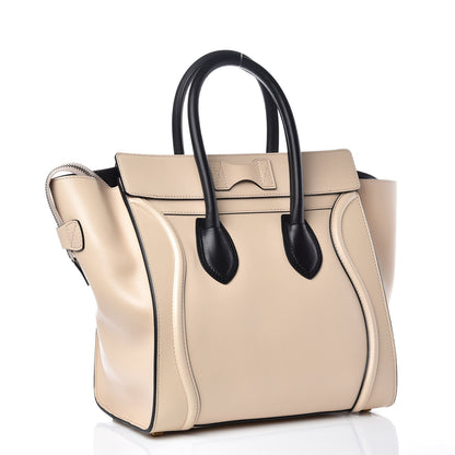 Celine Satin Calfskin Mini Bi-Color Luggage Powder Black 3 of 12