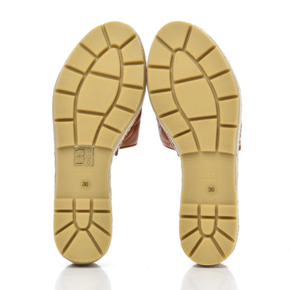 Gucci Nappa Matelasse GG Marmont Platform Espadrille Slide Sandals 36 Cognac 5 of 13