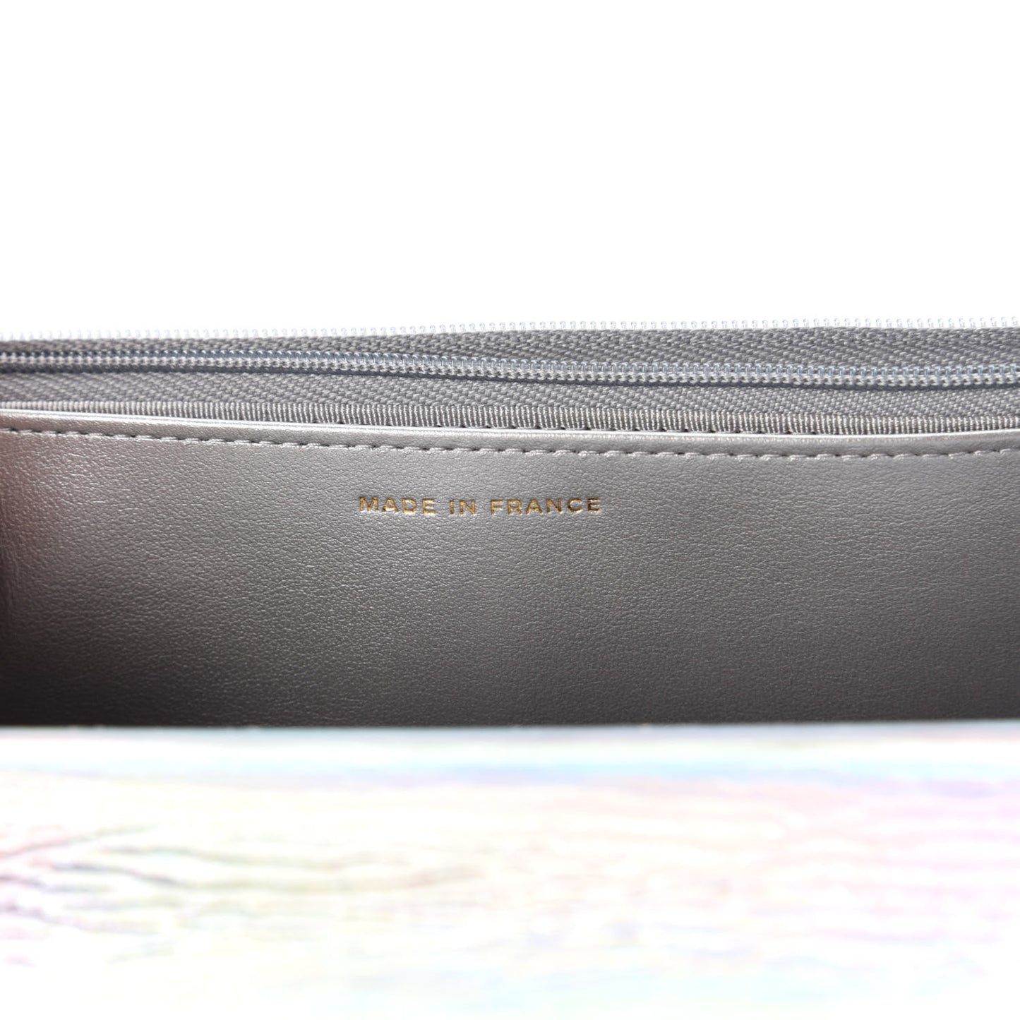 Iridescent Goatskin Quilted Wallet On Chain WOC Silver