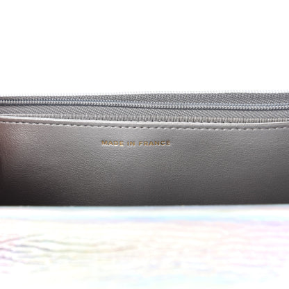 Chanel Iridescent Goatskin Quilted Wallet On Chain WOC Silver 9 of 12