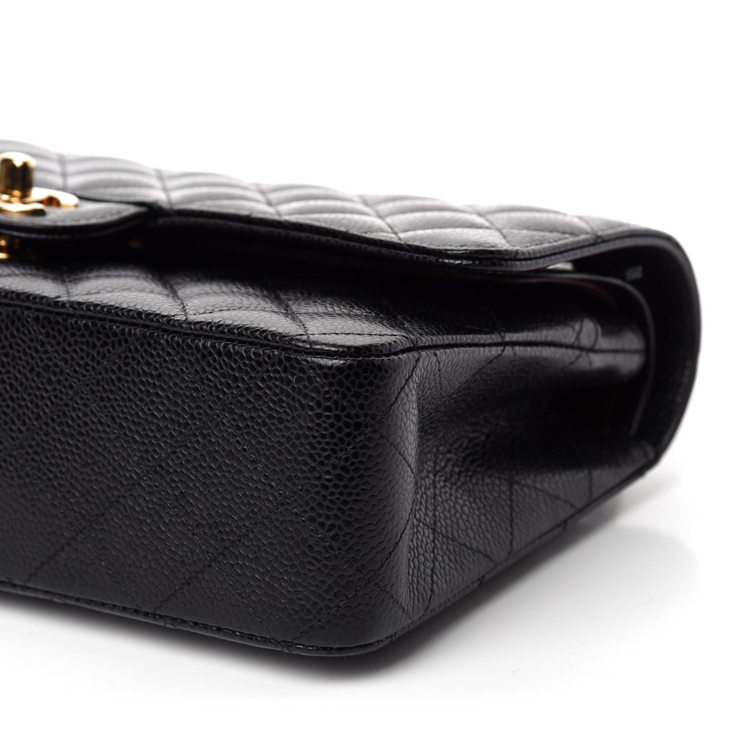 Caviar Quilted Medium Double Flap Black