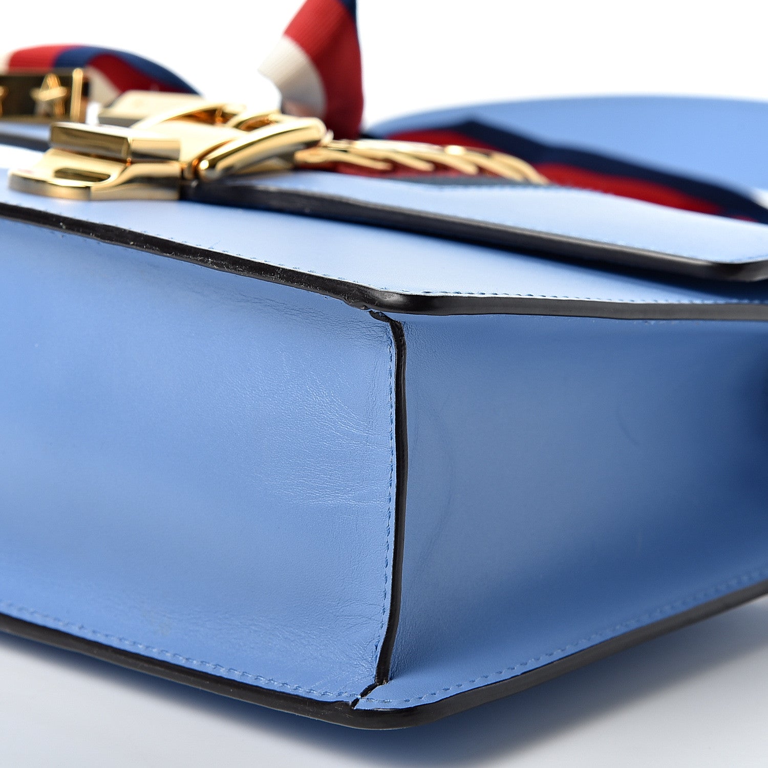 Gucci Calfskin Small Sylvie Shoulder Bag Clear Sky Blue 9 of 10