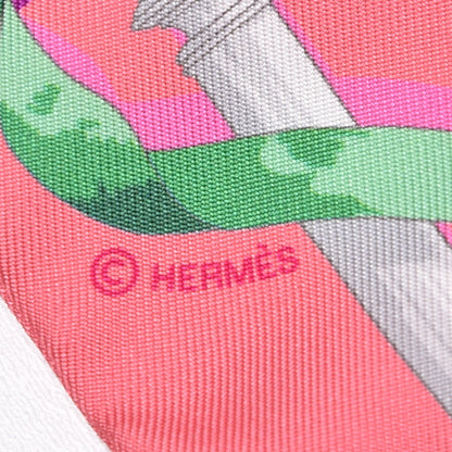 Hermes Silk Ferronnerie Twilly Rose Orange Bougainvillier 5 of 5