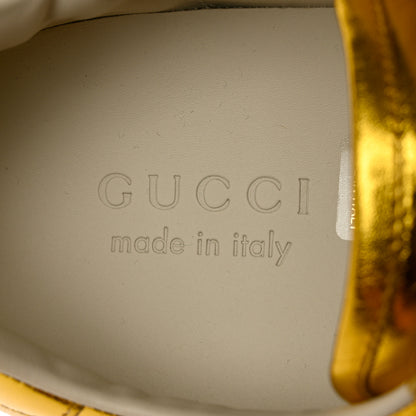 Gucci Metallic Nappa Interlocking G Perforated Mens Ace Sneakers 8.5 Oro Vecchio 7 of 10