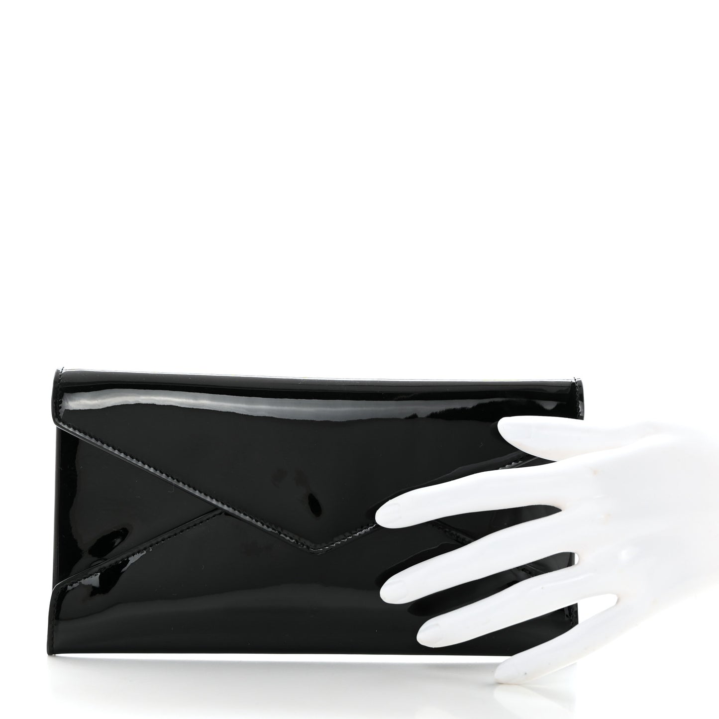 Patent Paloma Envelope Clutch Black