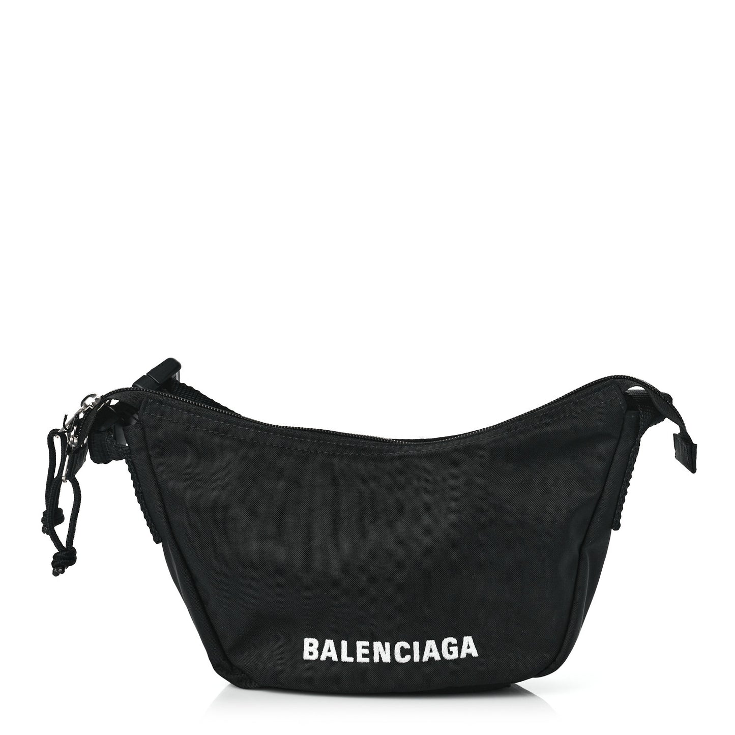 Recycled Sport Nylon Logo Embroidered Wheel Sling Bag Black White