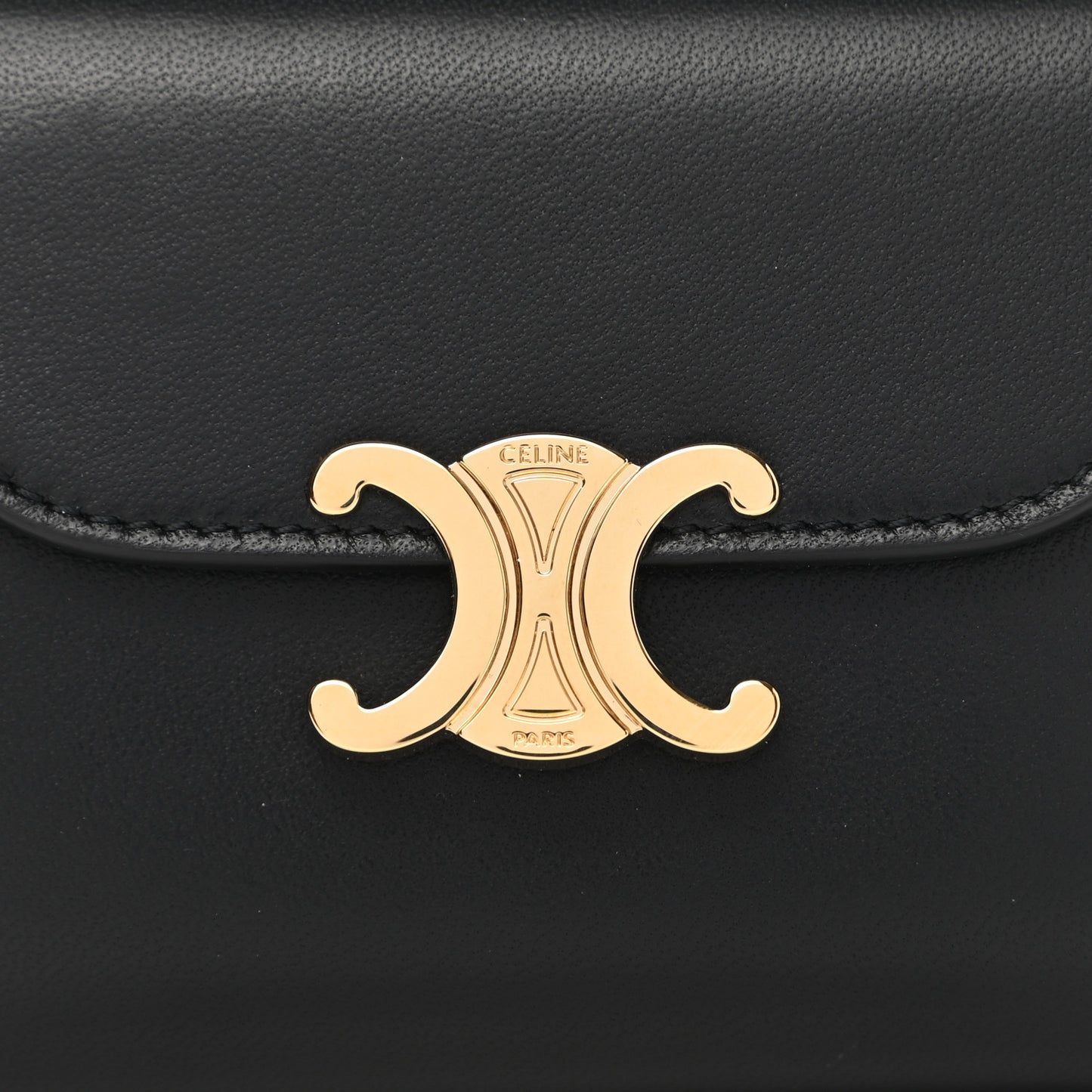 Shiny Smooth Lambskin Small Triomphe Wallet Black