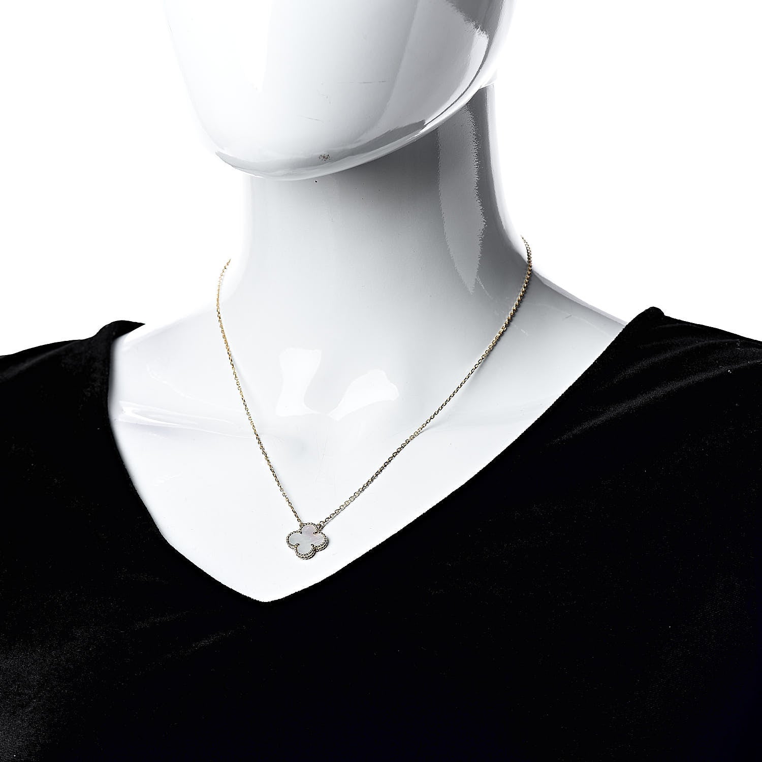 Van Cleef & Arpels 18K Yellow Gold Mother of Pearl Vintage Alhambra Pendant Necklace 2 of 6