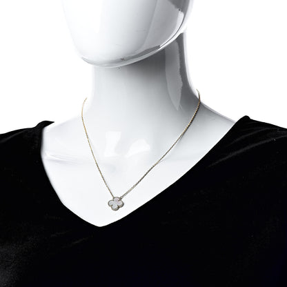 Van Cleef & Arpels 18K Yellow Gold Mother of Pearl Vintage Alhambra Pendant Necklace 2 of 6
