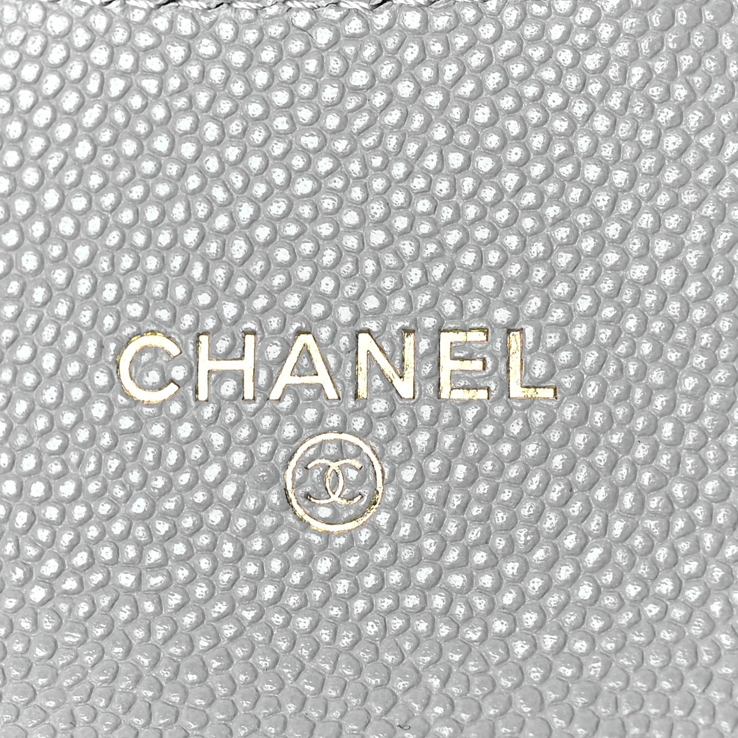 Caviar Quilted Flap Card Holder On Chain Grey