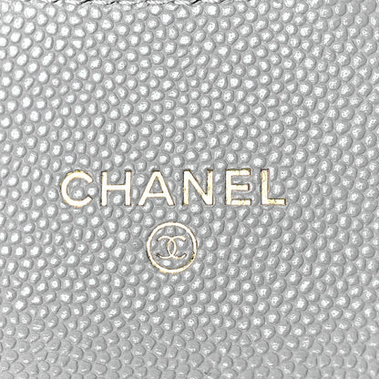 Chanel Caviar Quilted Flap Card Holder On Chain Grey 6 of 9