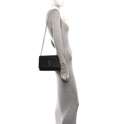 Saint Laurent Grain De Poudre Medium Classic Monogram Kate Satchel Black 2 of 10