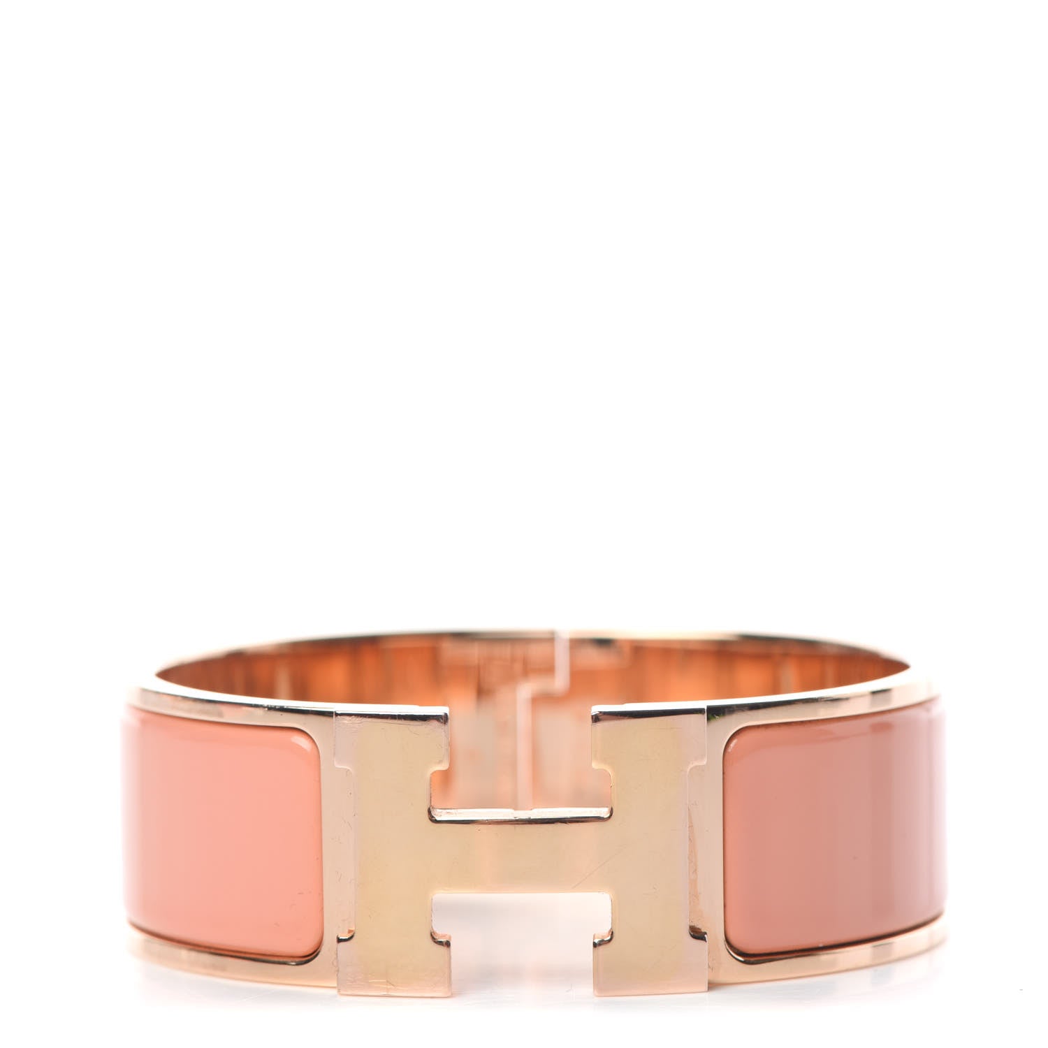 Hermes Enamel Wide Clic Clac H Bracelet PM Rose Saumon 1 of 4