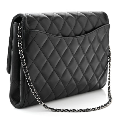 Chanel Lambskin Quilted Clutch With Chain Flap Black 3 of 11