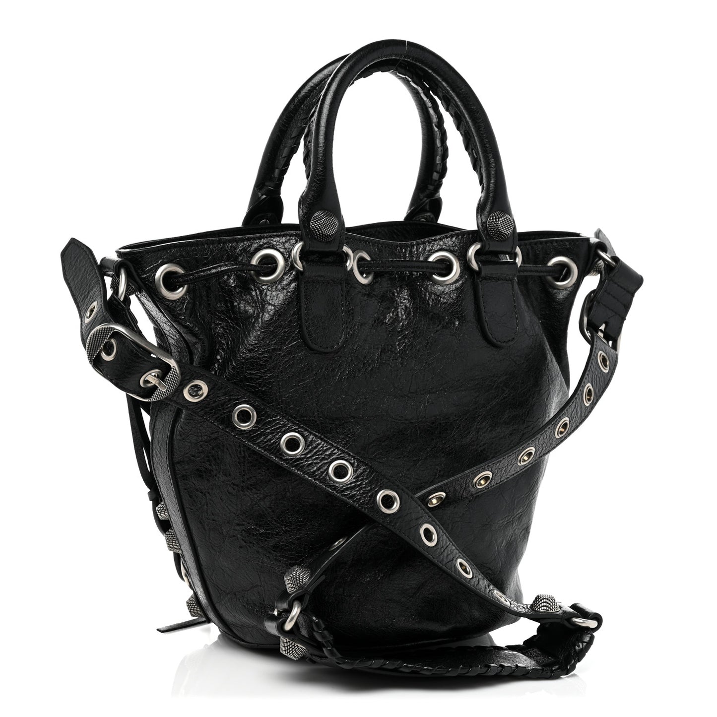 Agneau Arena Small Le Cagole Bucket Bag Black