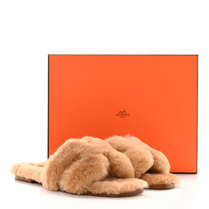 Hermes Woolskin Oran Sandals 39.5 Beige Argile 8 of 8