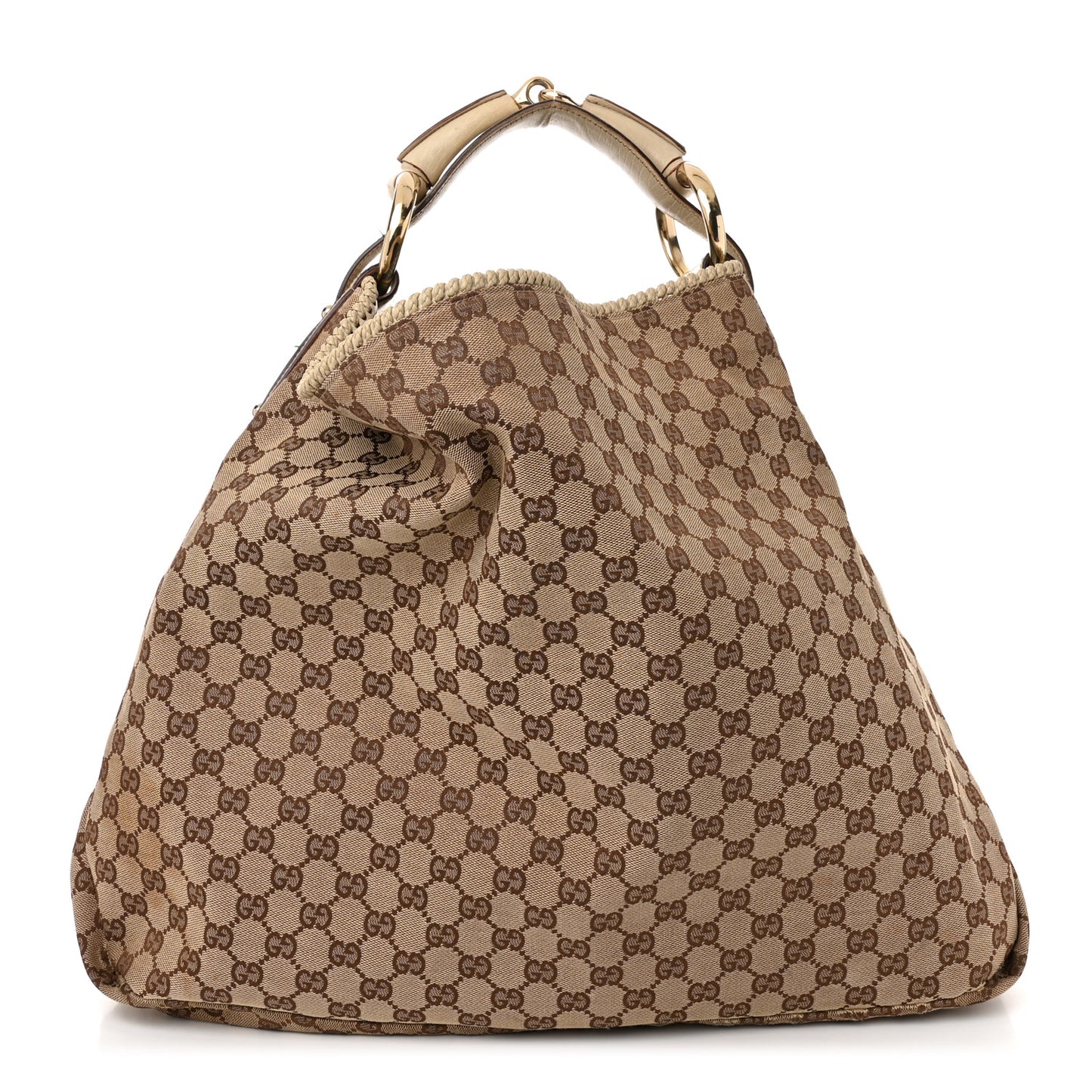 Monogram Large Horsebit Chain Hobo Off White