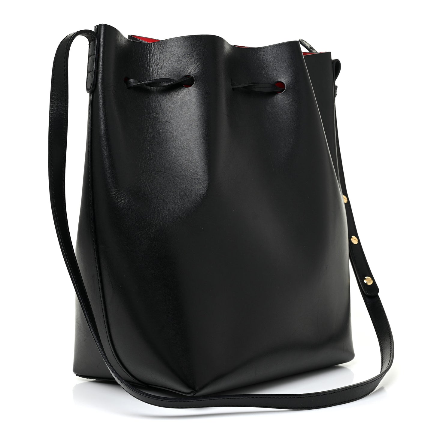 Vegetable Tanned Calfskin Bucket Bag Black Flamma