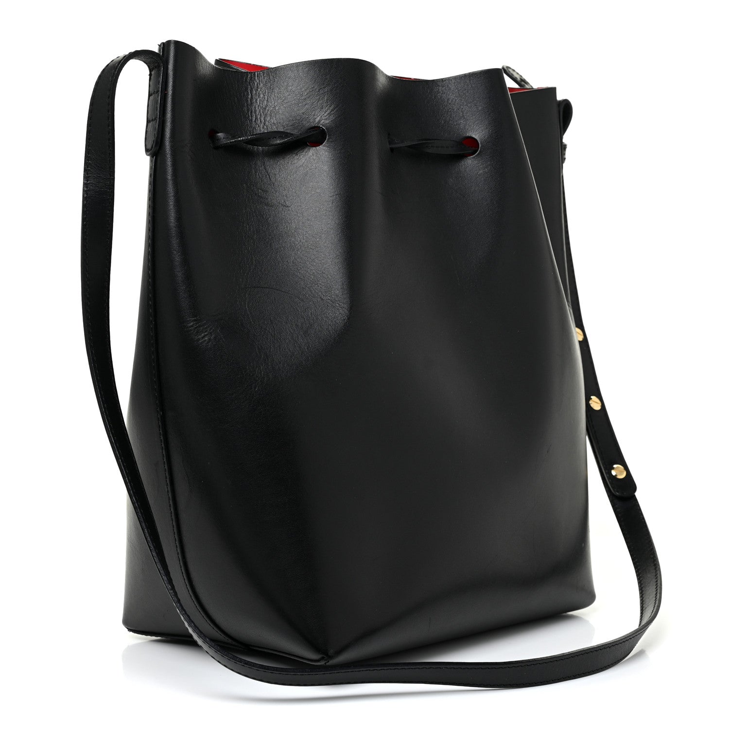 Mansur Gavriel Vegetable Tanned Calfskin Bucket Bag Black Flamma 3 of 19