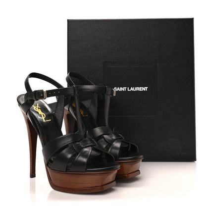 Saint Laurent Calfskin Tribute 105 Platform Sandals 37 Black 8 of 8
