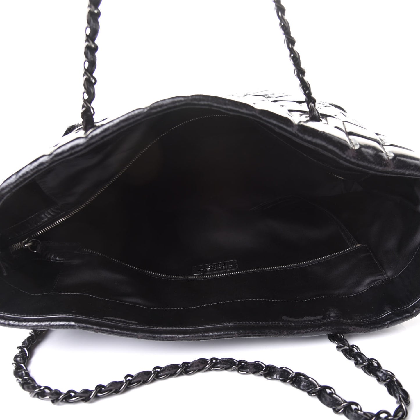 Vinyl Quilted Frozen Shopping Tote Black