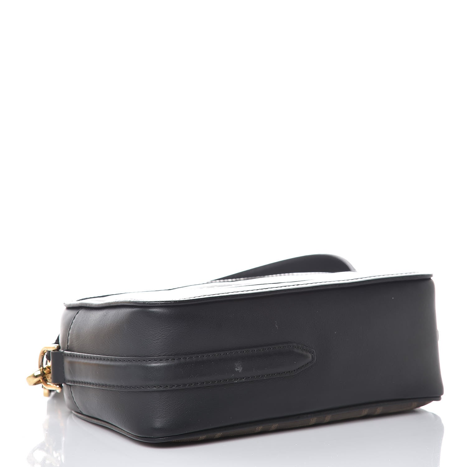 Fendi Glazed Fabric Vitello Century F is Fendi FF 1974 Stamp Patch Camera Case Mogano Panna Black 4 of 13
