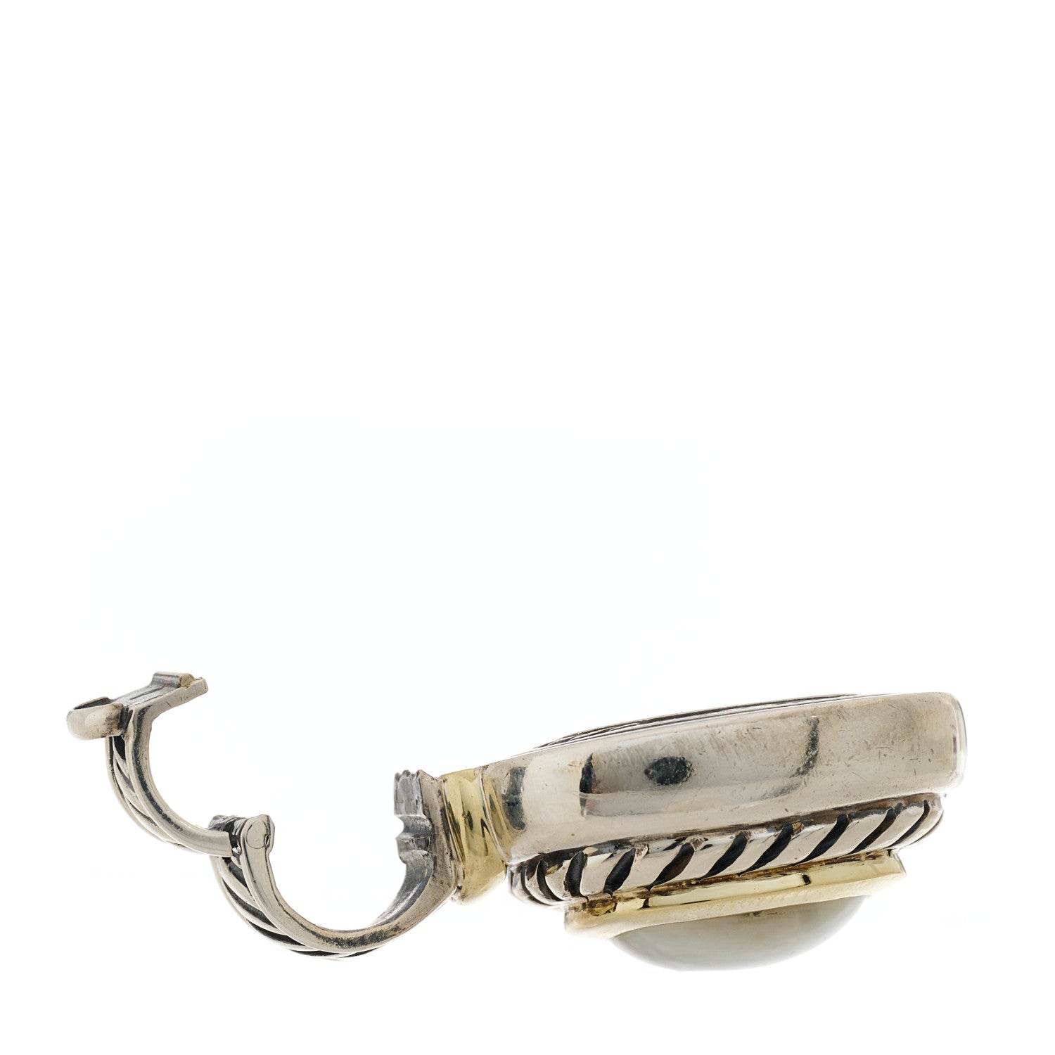 David Yurman Sterling Silver 14K Yellow Gold Pearl 10mm Albion Enhancer Pendant 4 of 5