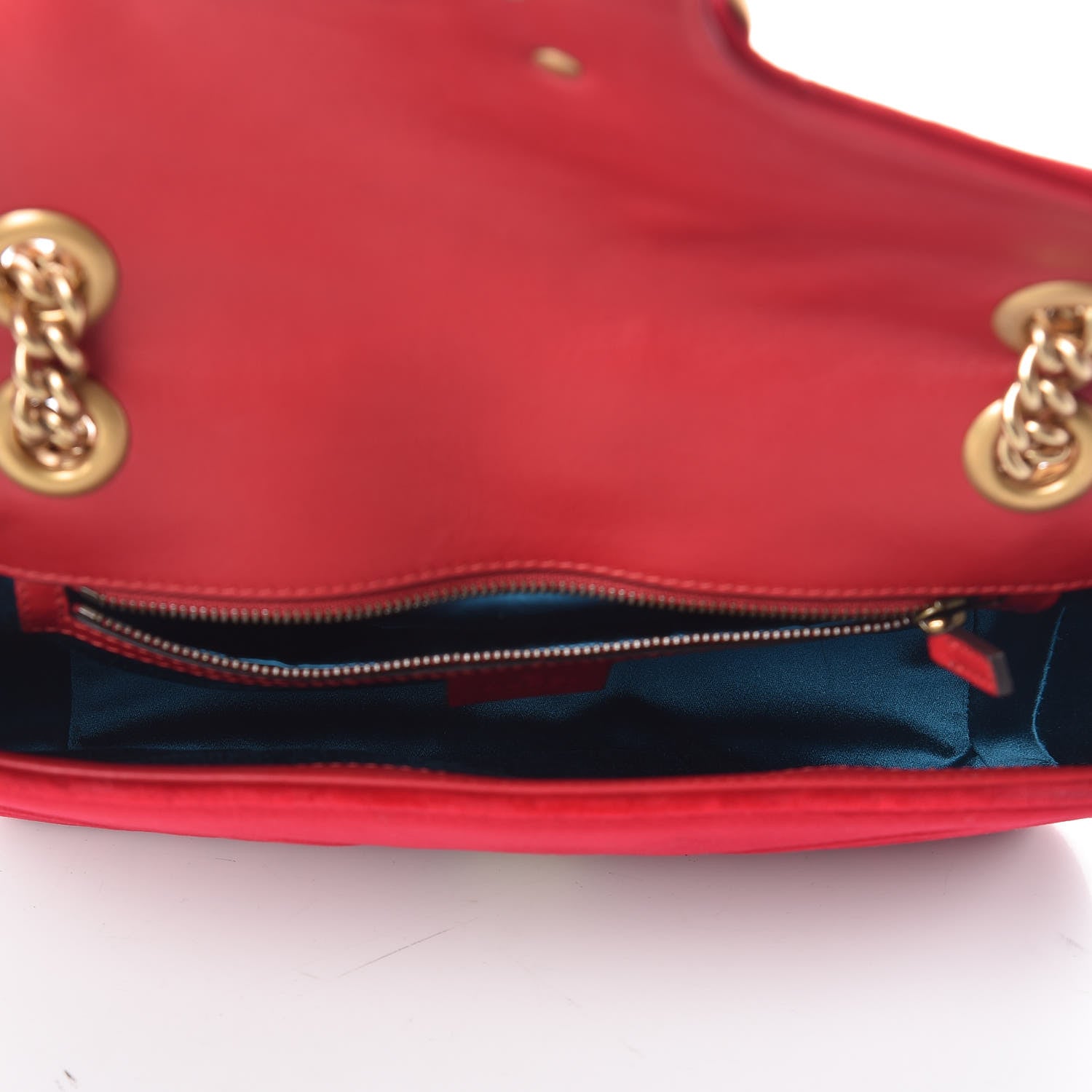 Gucci Velvet Matelasse Small GG Marmont Shoulder Bag Hibiscus Red 7 of 9