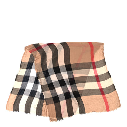 Burberry Modal Silk Cashmere Mega Check Lightweight Scarf Camel 2 of 4