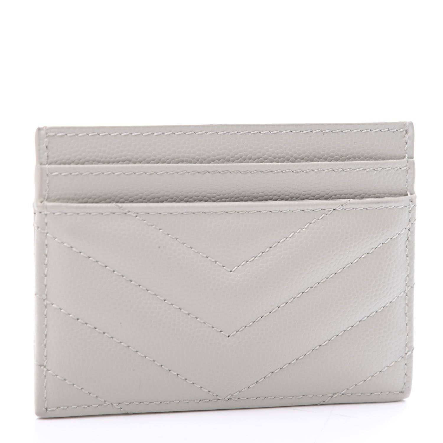 Saint Laurent Grain De Poudre Matelasse Chevron Monogram Credit Card Case Blanc Vintage 2 of 8