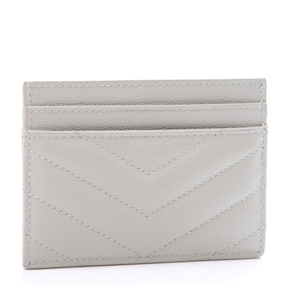 Saint Laurent Grain De Poudre Matelasse Chevron Monogram Credit Card Case Blanc Vintage 2 of 8
