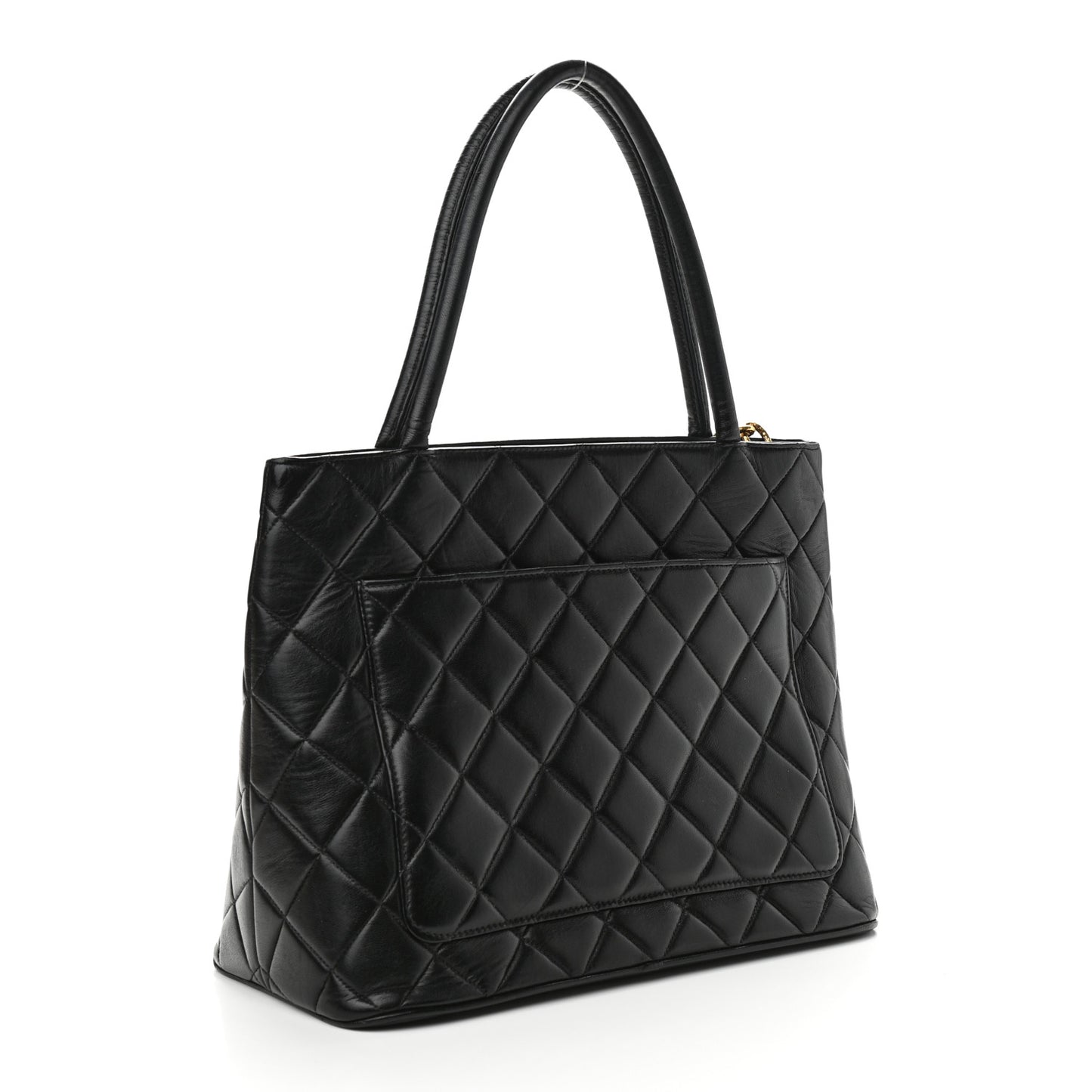 Lambskin Quilted Medallion Tote Black