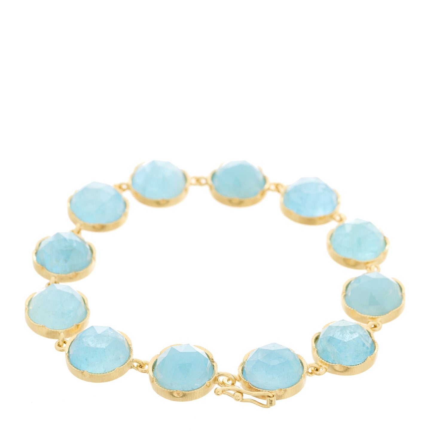 18K Yellow Gold Aquamarine Link Bracelet