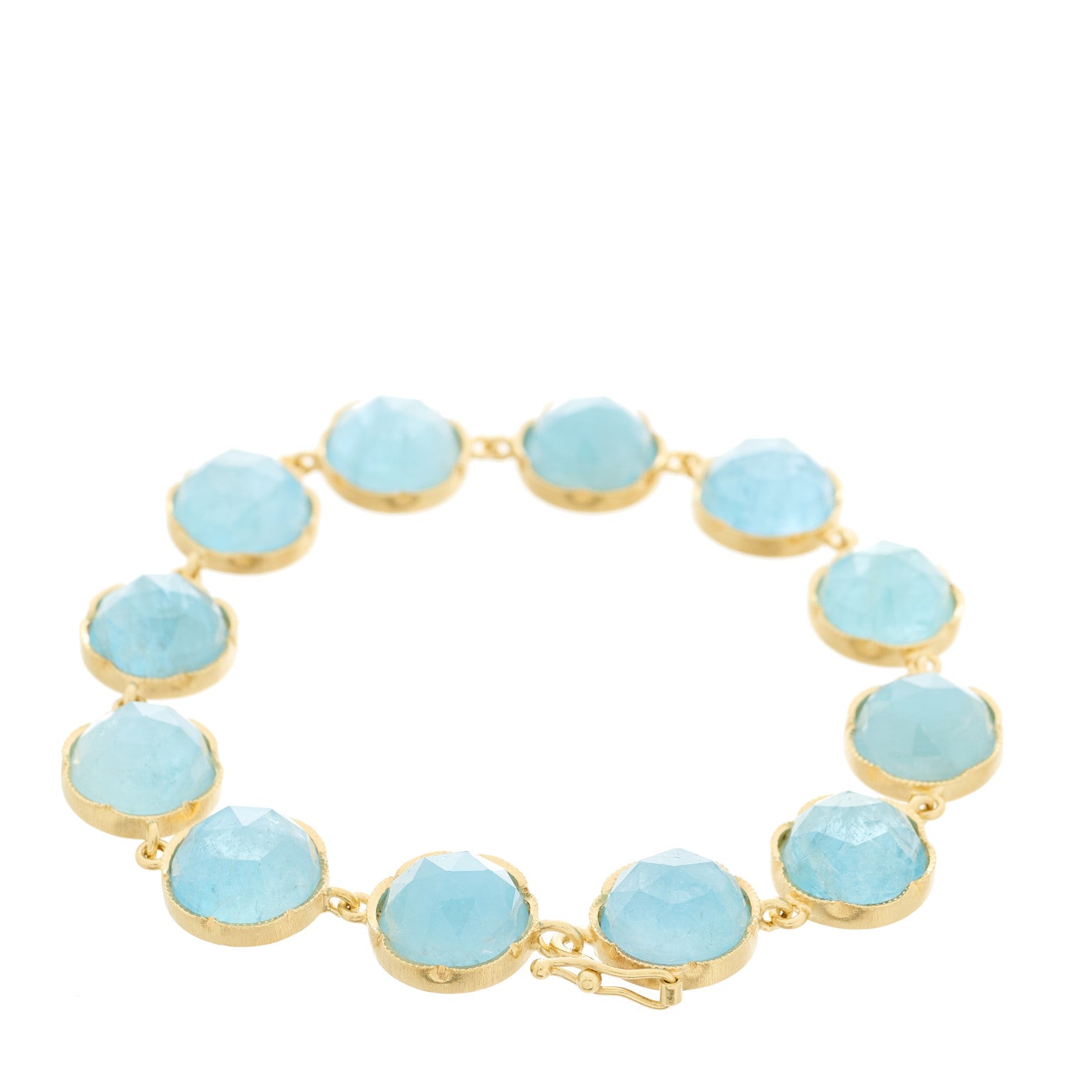 Irene Neuwirth 18K Yellow Gold Aquamarine Link Bracelet 2 of 3