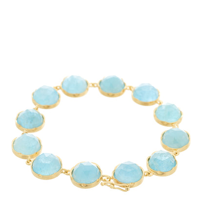 Irene Neuwirth 18K Yellow Gold Aquamarine Link Bracelet 2 of 3