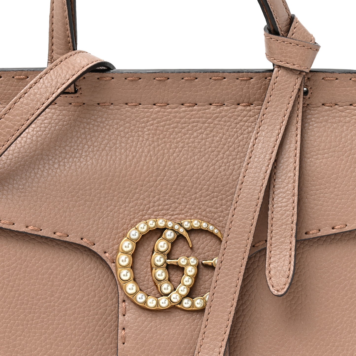 Calfskin Mini Pearly GG Marmont Top Handle Bag Porcelain Rose