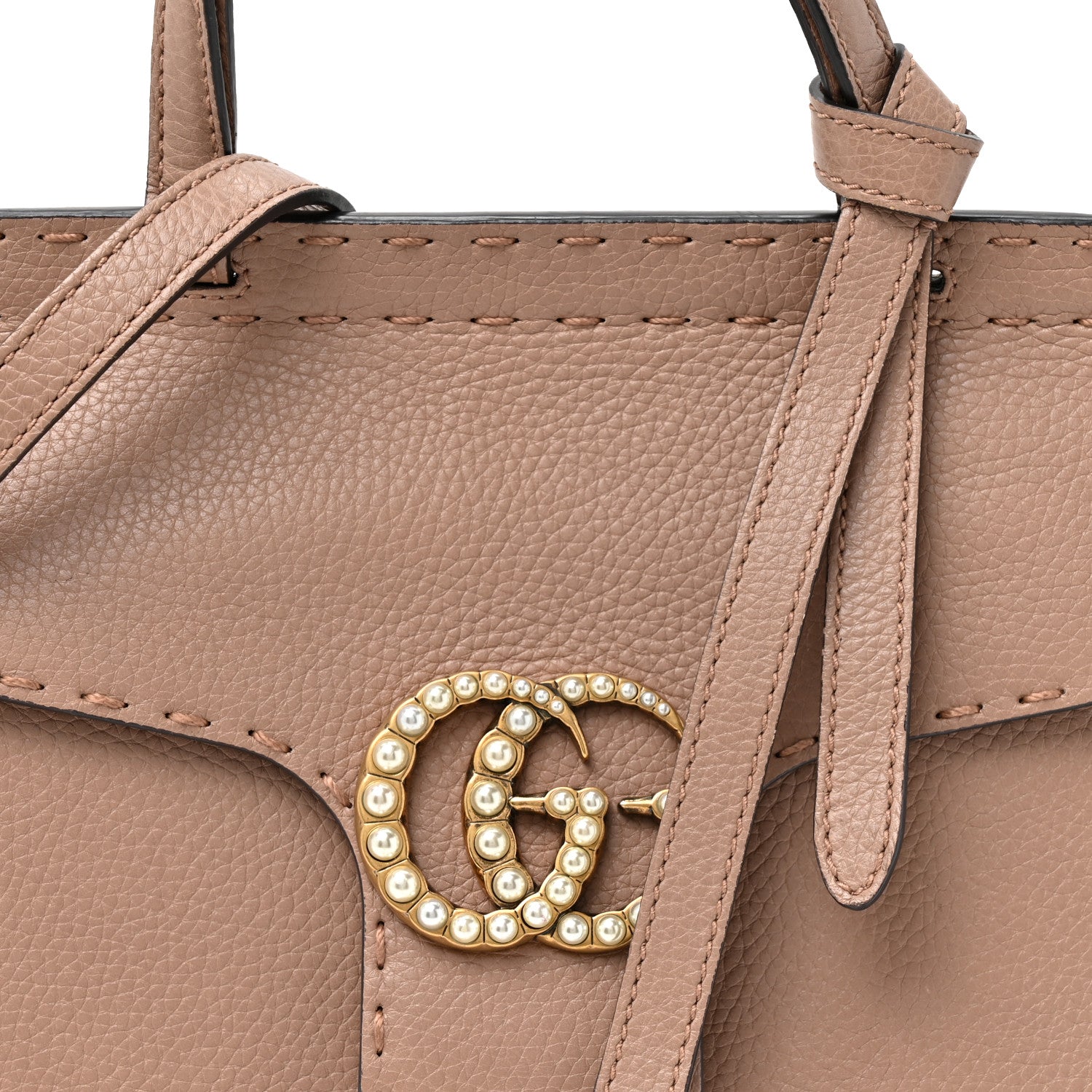 Gucci Calfskin Mini Pearly GG Marmont Top Handle Bag Porcelain Rose 7 of 12