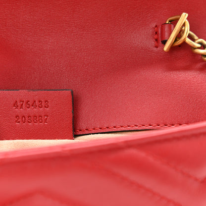Gucci Calfskin Matelasse Super Mini GG Marmont Shoulder Bag Hibiscus Red 7 of 11
