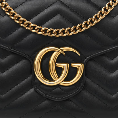 Gucci Calfskin Matelasse GG Marmont Chain Wallet Black 8 of 13
