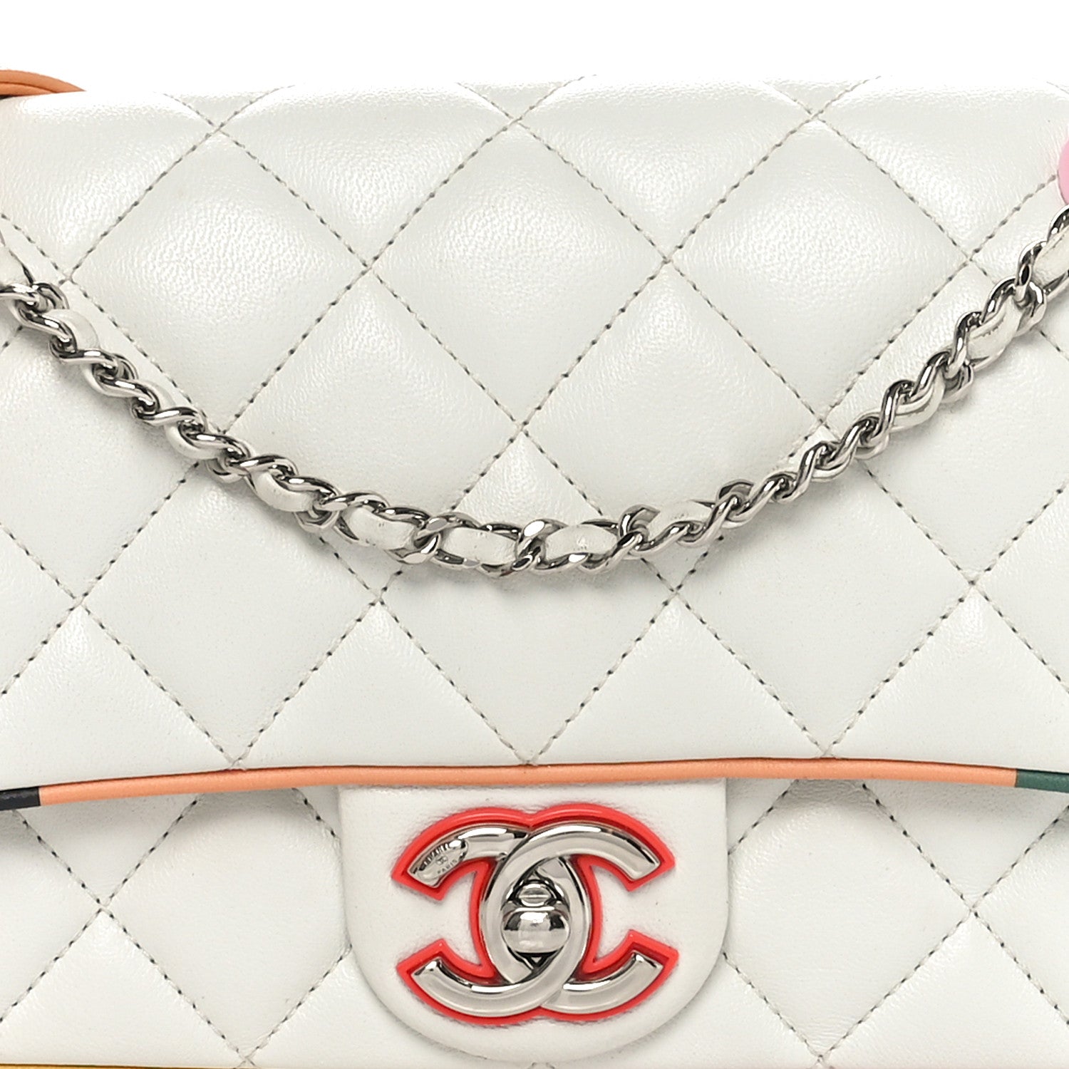 Chanel Lambskin Plexiglass Quilted Small Cuba Color Flap White Multicolor 5 of 11