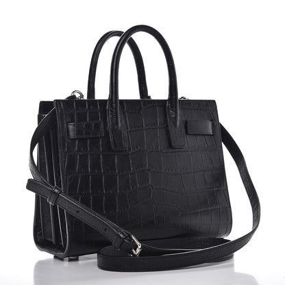 Saint Laurent Croc Calfskin Embossed Nano Sac De Jour Black 4 of 12